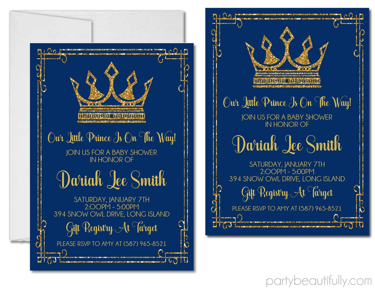 royal prince invitation cards navy blue royal style