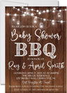 rustic baby q baby shower invitations wood plank bbq design