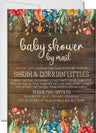 rustic floral baby shower invitation cards wood botanical style