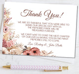 rustic wedding thank you cards blush earthy floral style