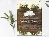 rustic wood pumpkin baby shower invitations botanical harvest theme