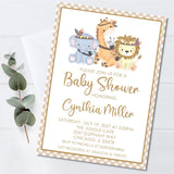 safari baby shower invitations neutral jungle design