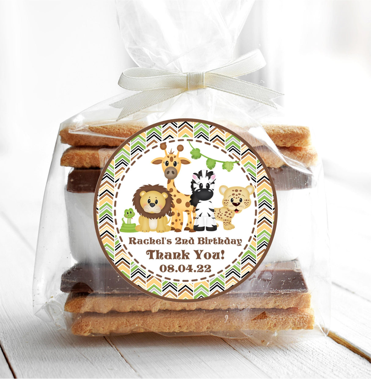 safari party favor sticker neutral