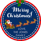 santa sleigh reindeer christmas treat bag sticker