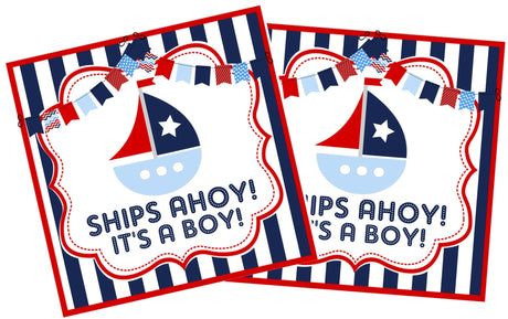 ships ahoy boy shower favor label