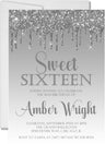 silver gray sweet sixteen invitations elegant birthday theme