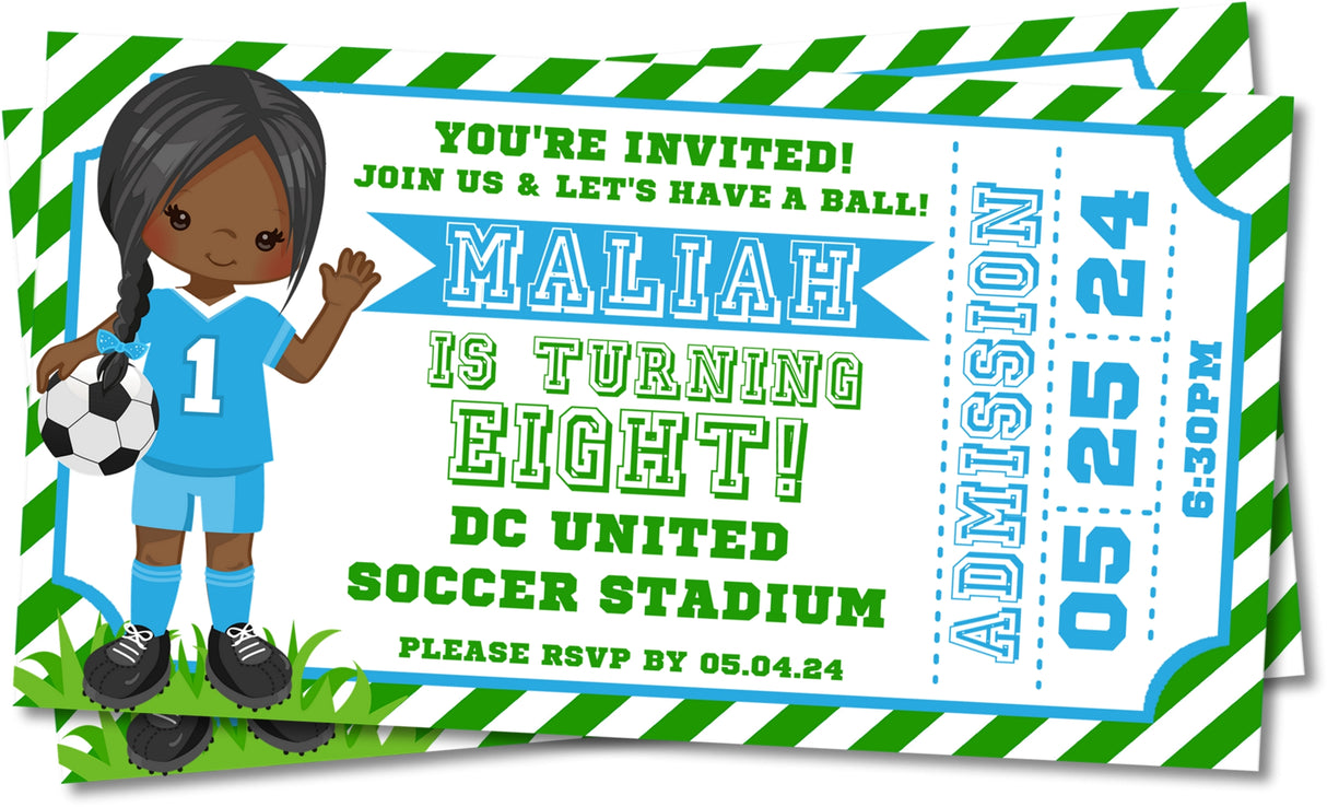 soccer invitation cards girls birthday celebration style