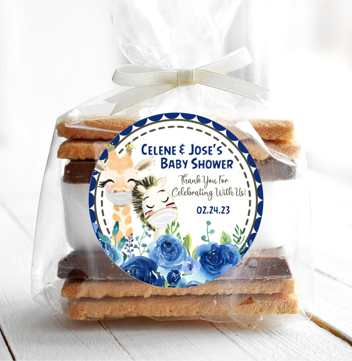 social distance baby shower favor sticker for boys