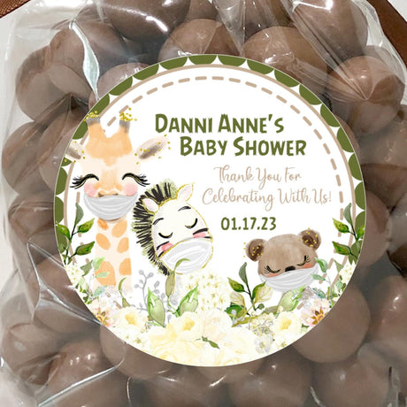 social distance jungle baby shower favor label
