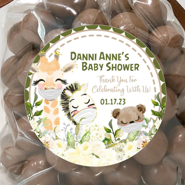 social distance jungle baby shower favor label