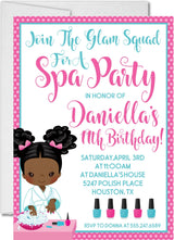 spa birthday party invitations pink teal glam design