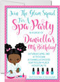 spa birthday party invitations pink teal glam design