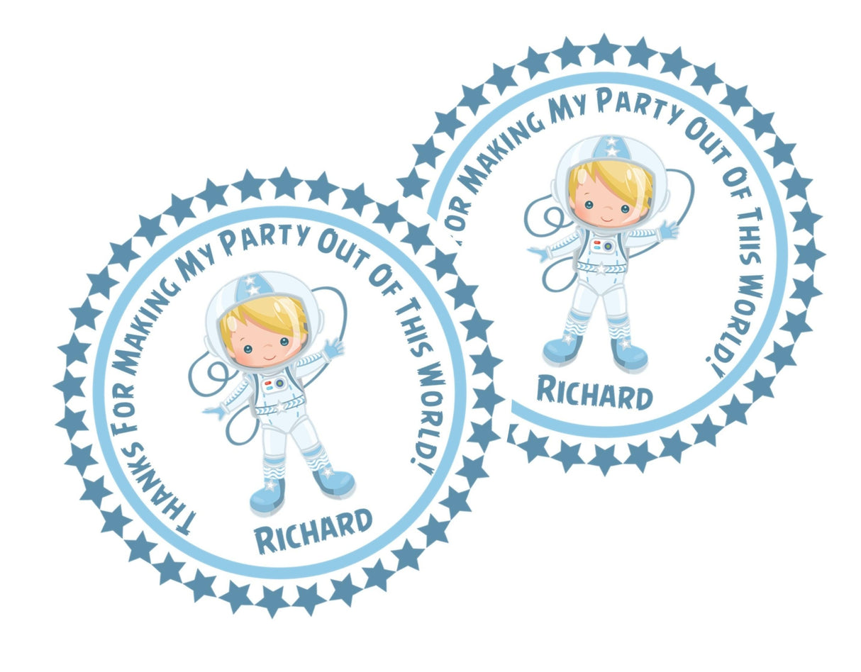 space explorer party favor label personalized