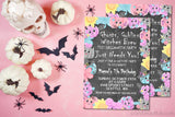spooky floral birthday invitations chalkboard halloween theme