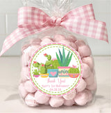 succulent and cactus birthday sticker design in pink and mint