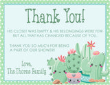 succulent botanical baby shower thank you cards pastel greenery theme