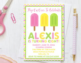 summer popsicle birthday invitations bright pastel theme