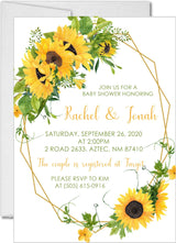 sunflower baby shower invitations yellow floral design