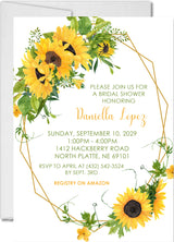 sunflower bridal shower invitations watercolor floral design