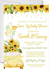 sunflower drive by baby shower invitations rustic theme