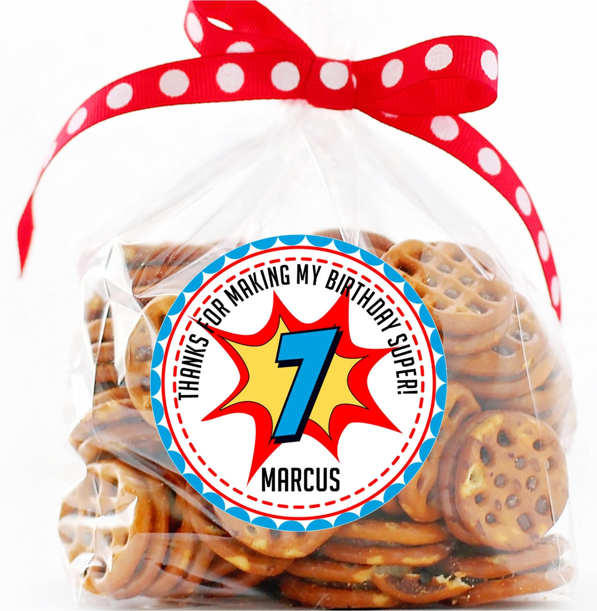 superhero sticker design in red yellow blue