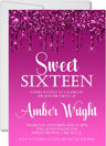 sweet 16 invitations hot pink drip design