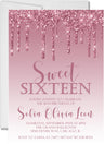 sweet 16 invitations pink ombre drip design