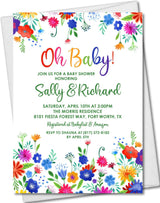 taco baby shower invitation cards vibrant floral style