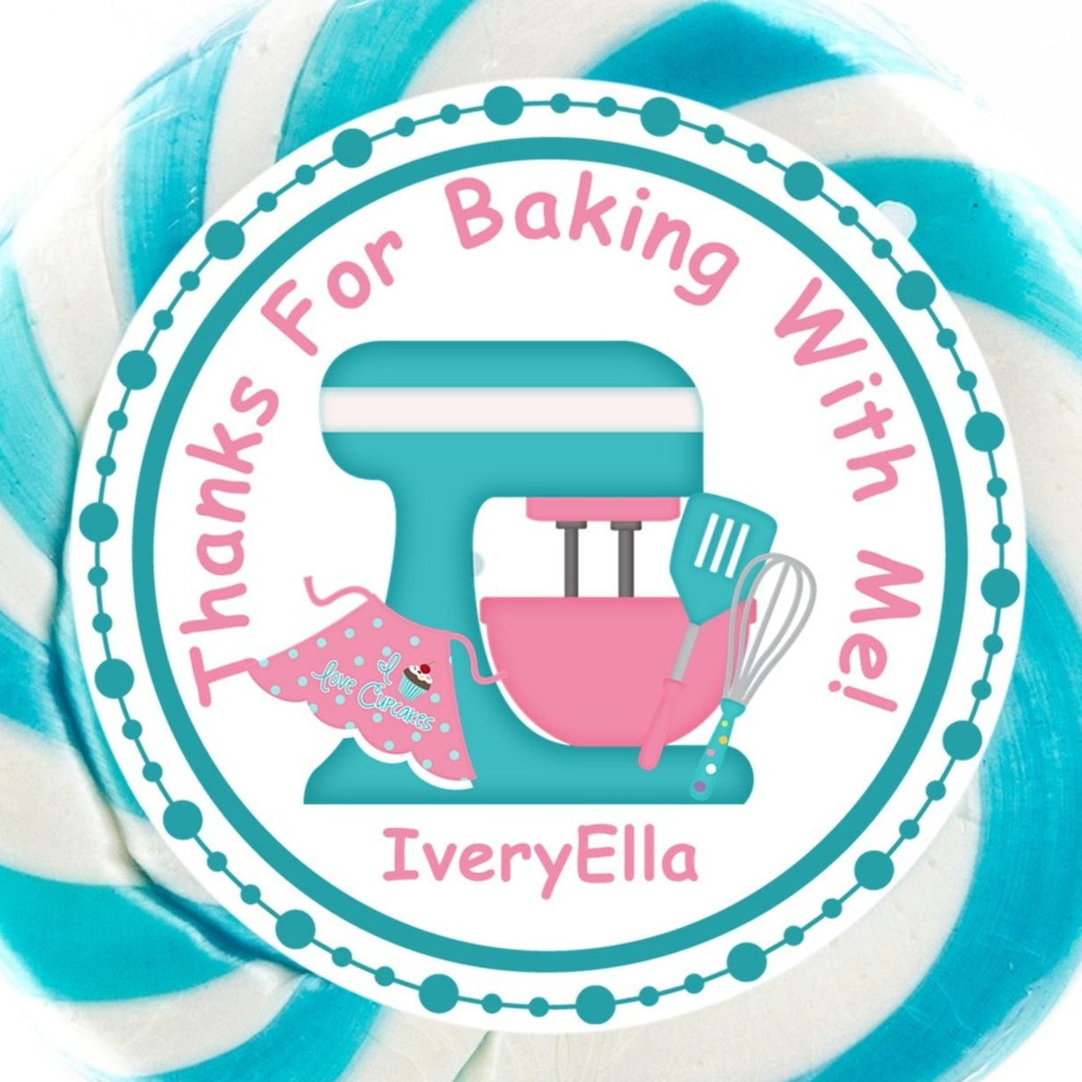 teal mixer baking party sticker