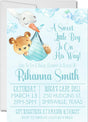 teddy bear baby shower invitations pastel blue design for boys