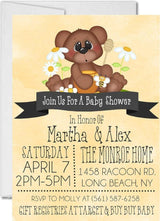 teddy bear baby shower invitations rustic daisy design