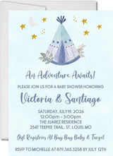 teepee baby shower invitations watercolor tribal design