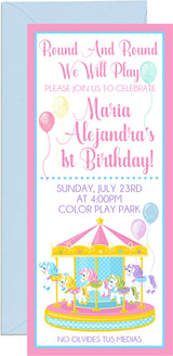 Carousel Birthday Ticket Invitations