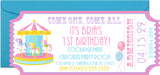 Carousel Birthday Ticket Invitations