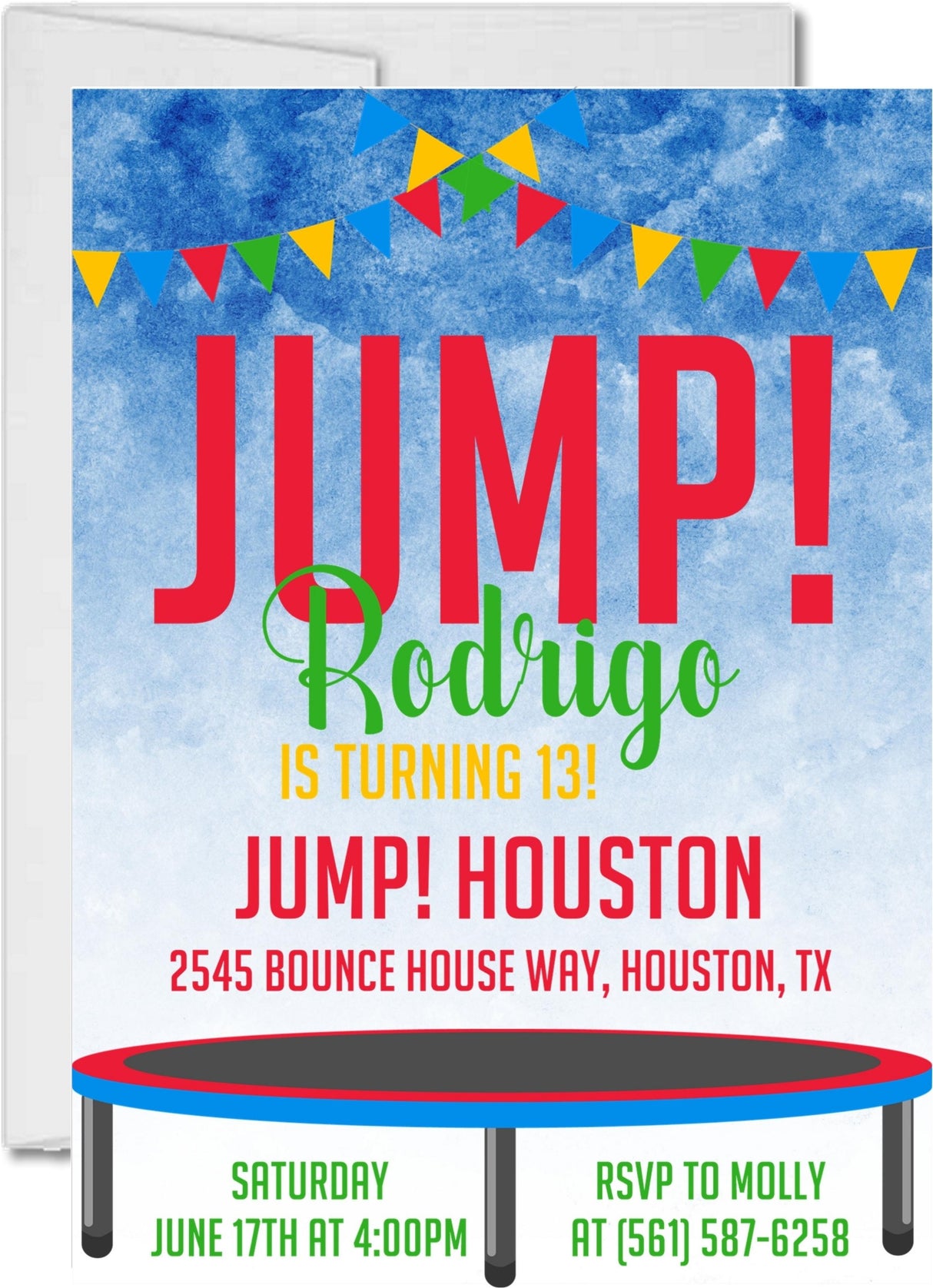 trampoline park birthday party invitations colorful jump design