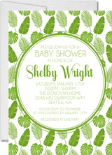 tropical baby shower invitations green palm leaf design