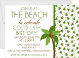 tropical beach birthday invitations palm tree seaside theme