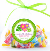 tropical leaf luau birthday sticker