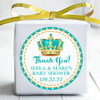 turquoise and gold royal crown baby shower sticker