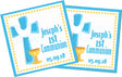 turquoise and yellow cross first communion stickers for boys