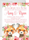 twin fox baby shower invitations pink girls