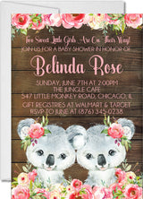 twin koala baby shower invitations watercolor woodland theme