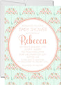 umbrella baby shower invitations mint coral pattern design