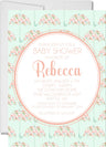 umbrella baby shower invitations mint coral pattern design