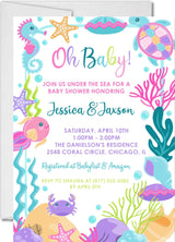 under the sea baby shower invitations colorful ocean design