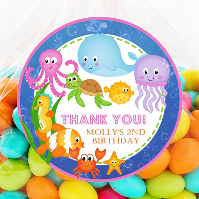 under the sea ocean animals birthday sticker
