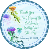 Under the Sea Baby Shower Stickers – Jellyfish Ocean Theme Favor Labels