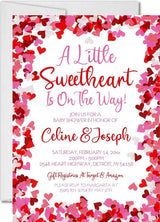 valentine baby shower invitations red pink heart design