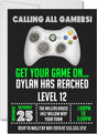 video game birthday party invitations gaming controller design