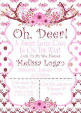 watercolor antler invitation cards pink woodland style